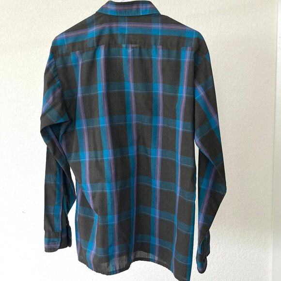 Van Heusen Editions Plaid Long Sleeve Button Up Shirt Flat Hem Medium - Picture 7 of 9